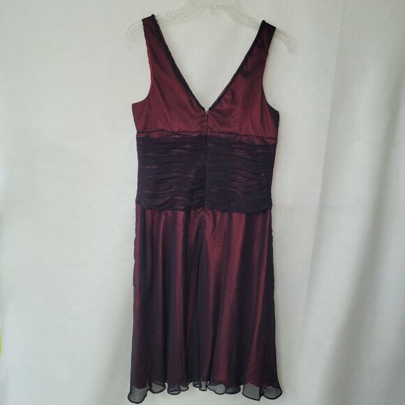 Adrianna‎ Papell Dress Women10P Black Red Sheer Overlay Gothic Romantic Party - Picture 5 of 13